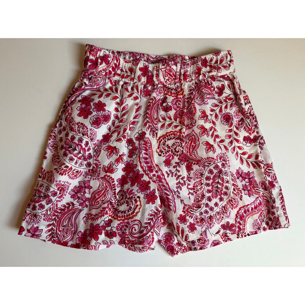 Johnny Was Workshop Lillet Shorts Pull-on Linen Paisley Floral Women's size XS
